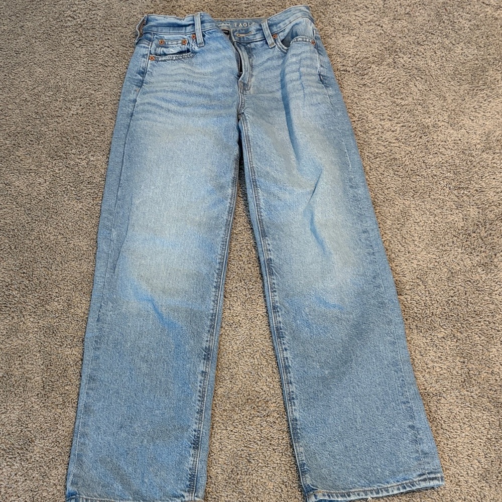American Eagle Outfitters Light Blue Denim Straight Leg Jeans Size:000